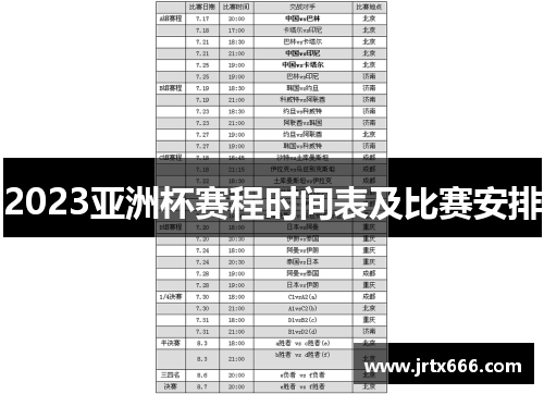 2023亚洲杯赛程时间表及比赛安排